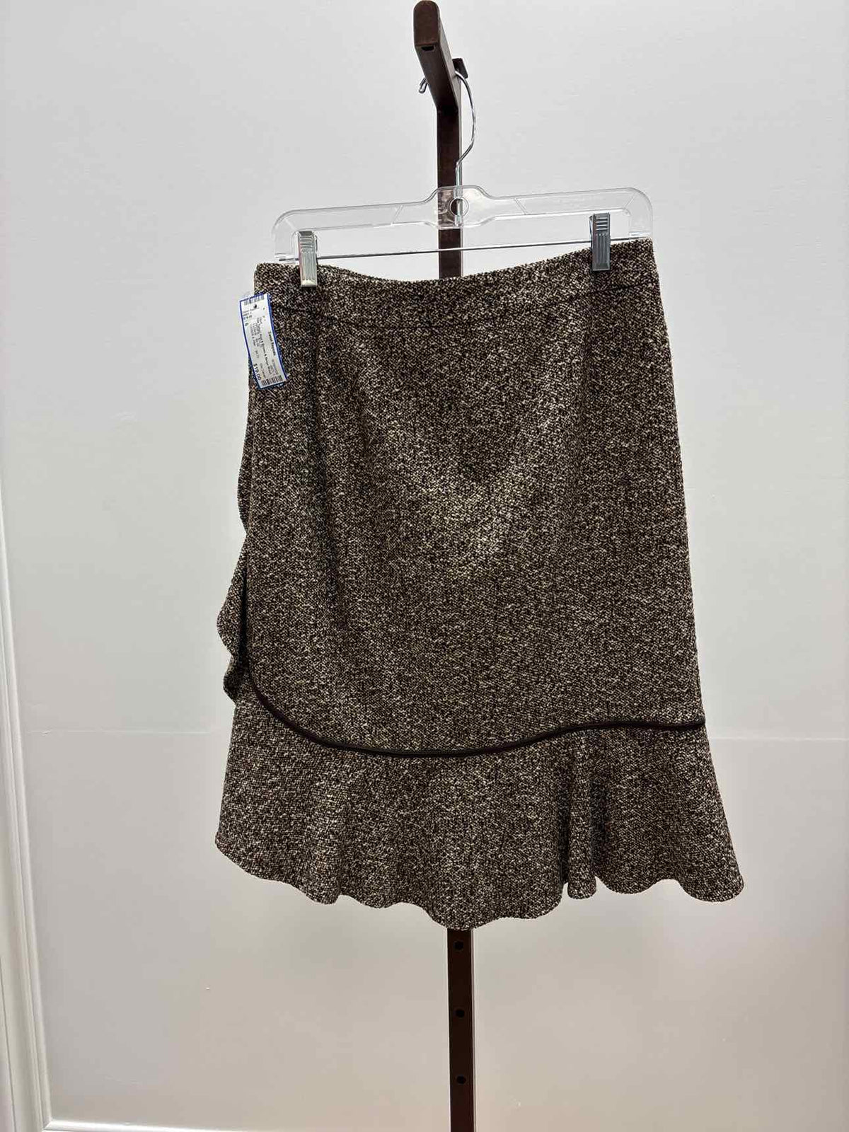 Elie Tahari Size 6 Brown & Beige Wool Skirt