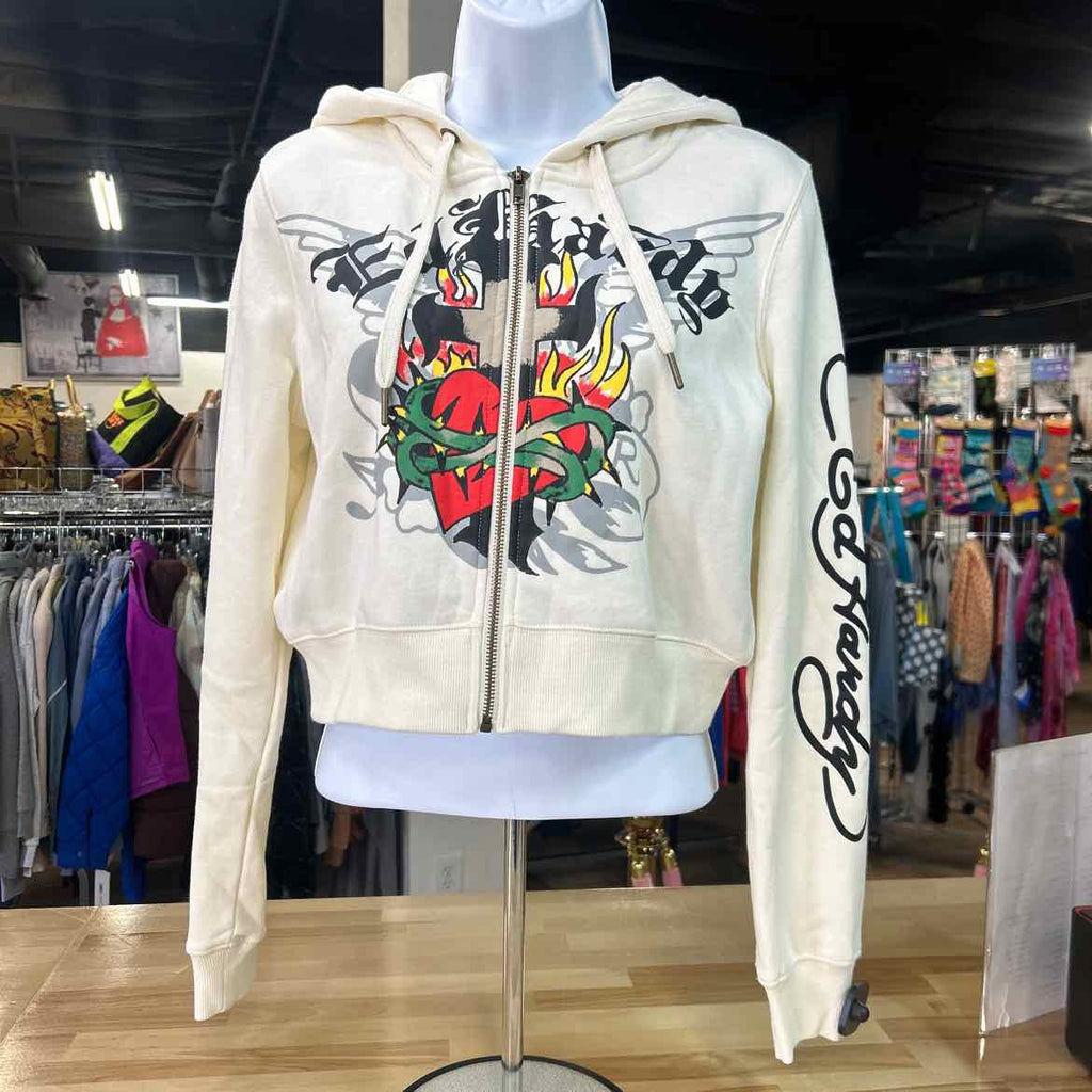 Ed Hardy Size L White New Hoodie