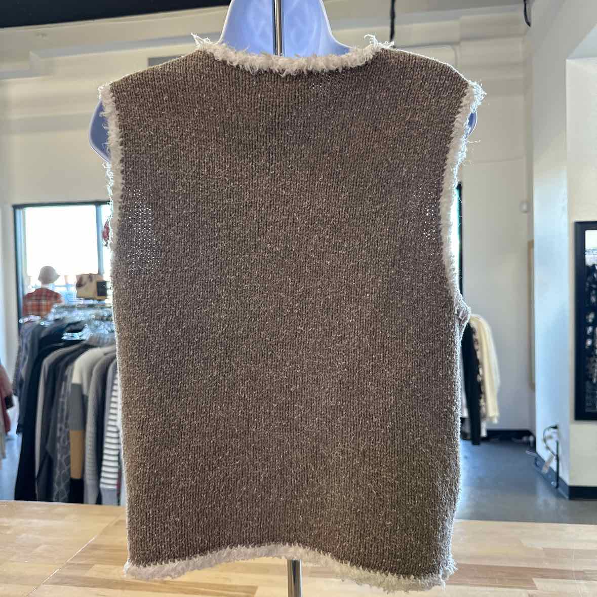 Christopher & Banks Size L Brown & White Vest