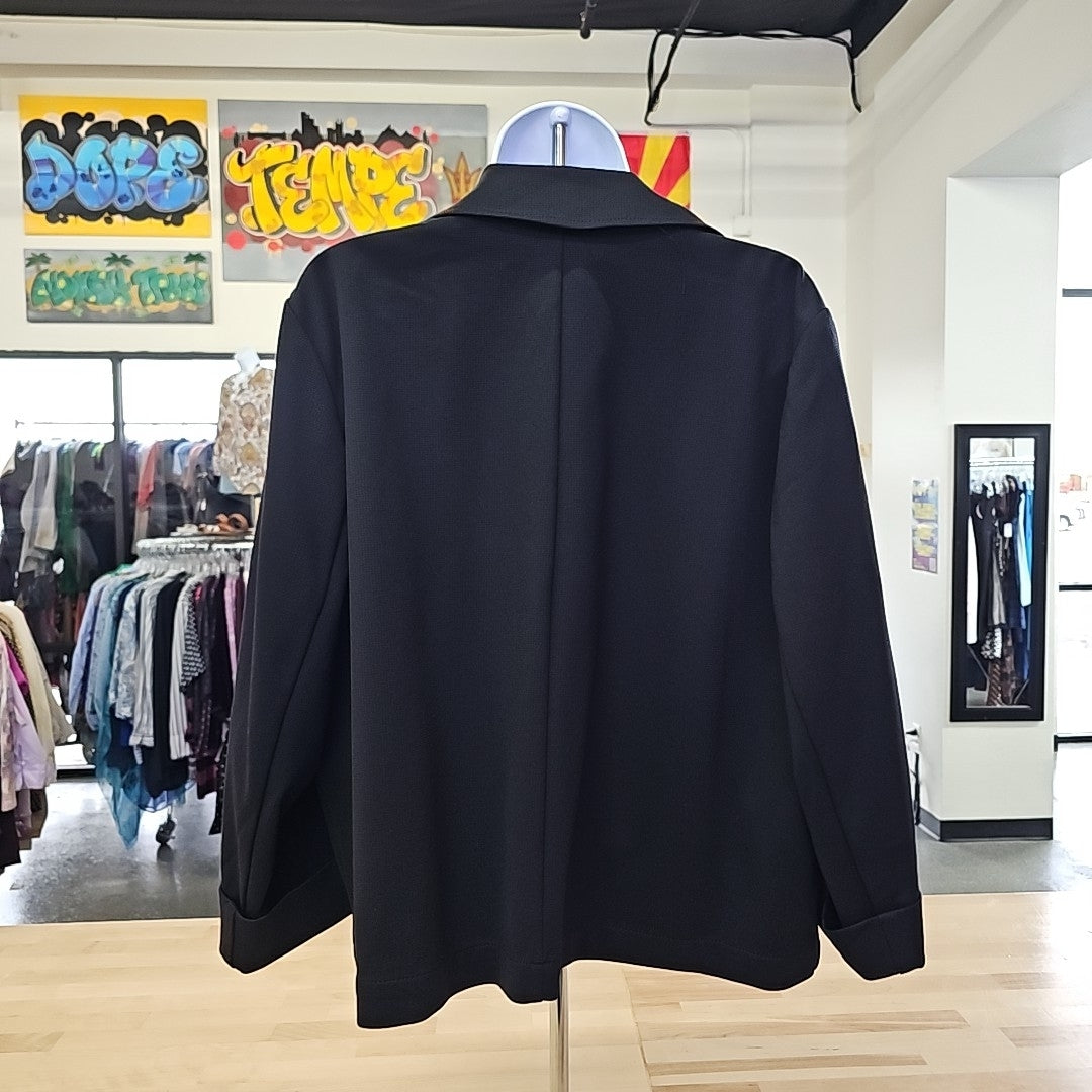 Anne Klein Women's Notched Collar Drapey Cropped Jacket - Anne Black