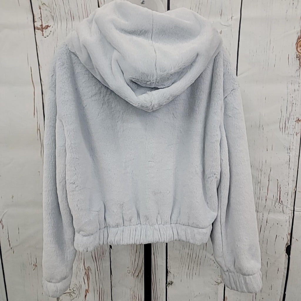 Planet Heart Size M Faux-Fur Cozy Zip-Front Jacket - Blue Opal NWT