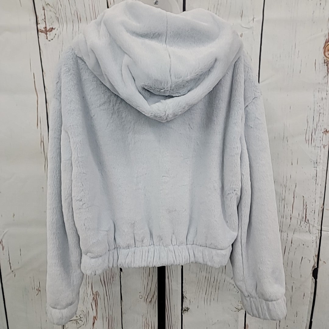Planet Heart Size M Faux-Fur Cozy Zip-Front Jacket - Blue Opal NWT