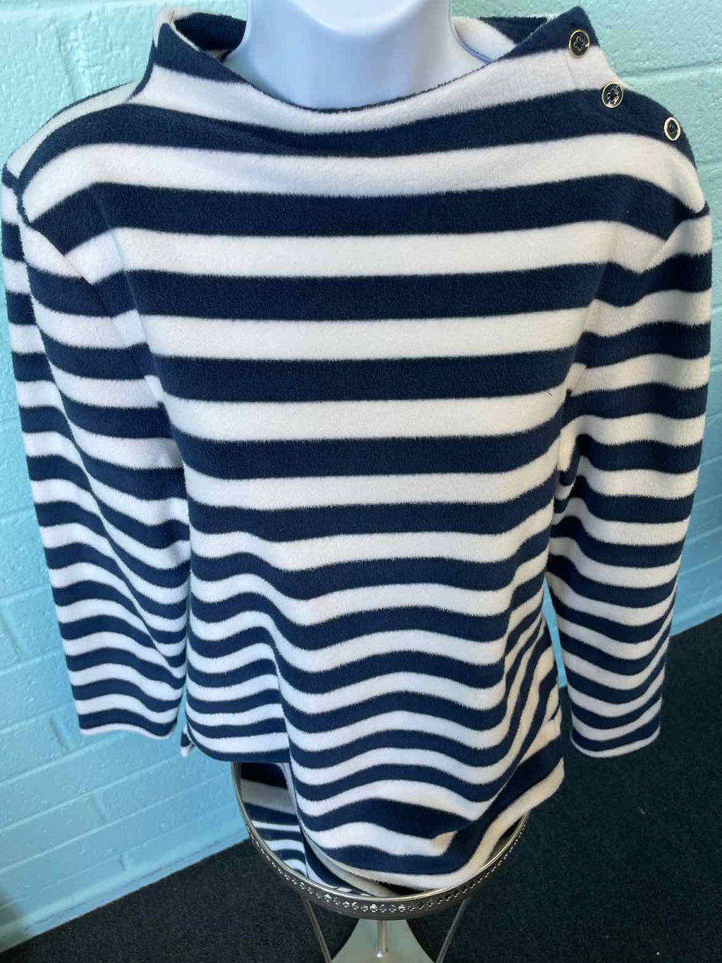 Talbots Size LP Blue & White Fleece Shirt
