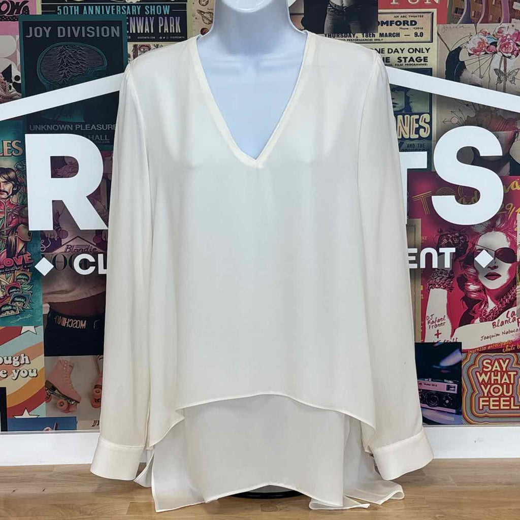 White House Black Market Size XS White Preloved Blouse LS