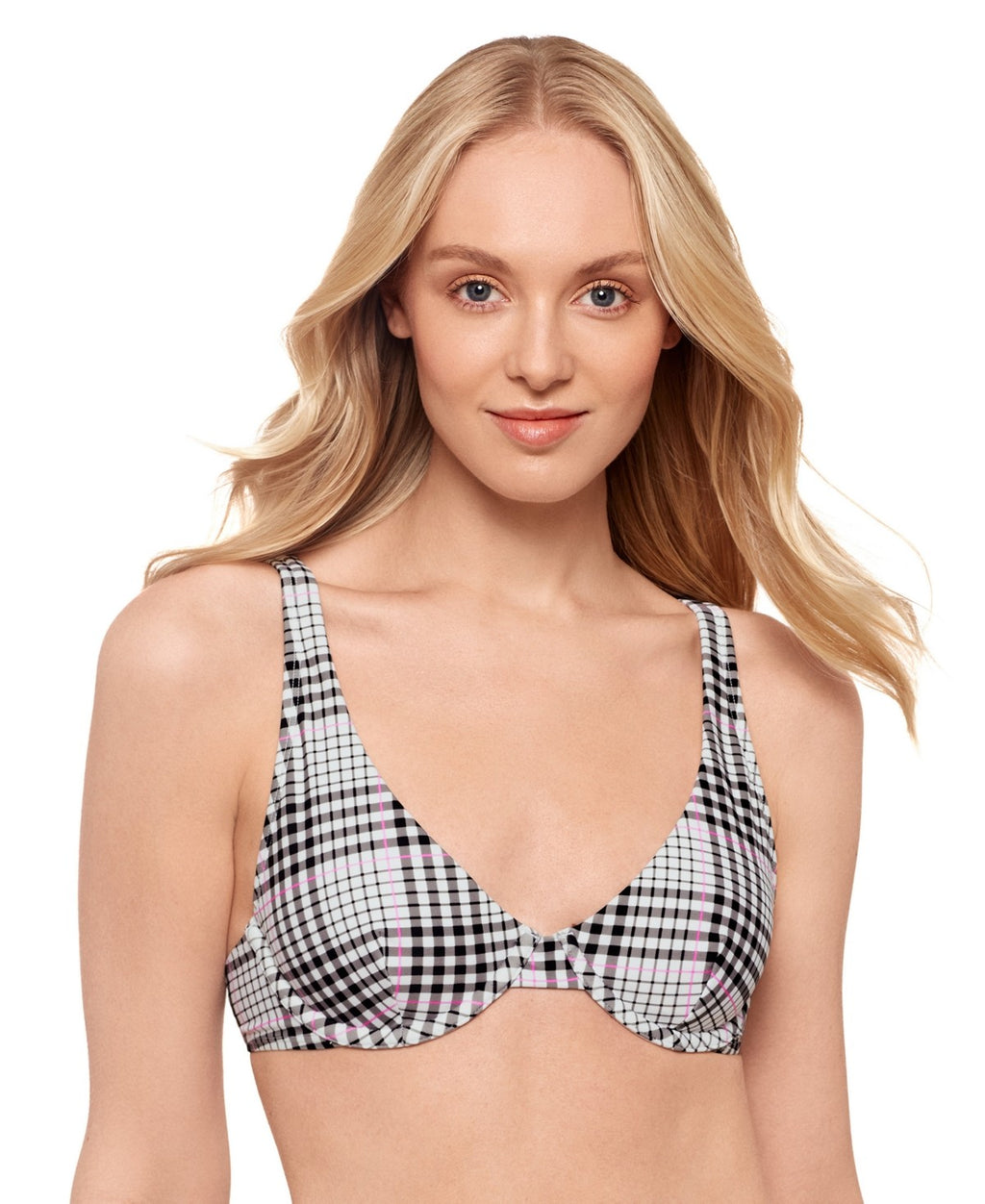 Salt + Cove Juniors' Plaid Underwire Bikini Top