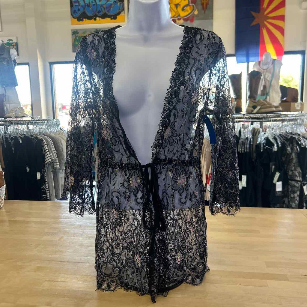 Coconut Beach Size S Black Lace Preloved Coverup