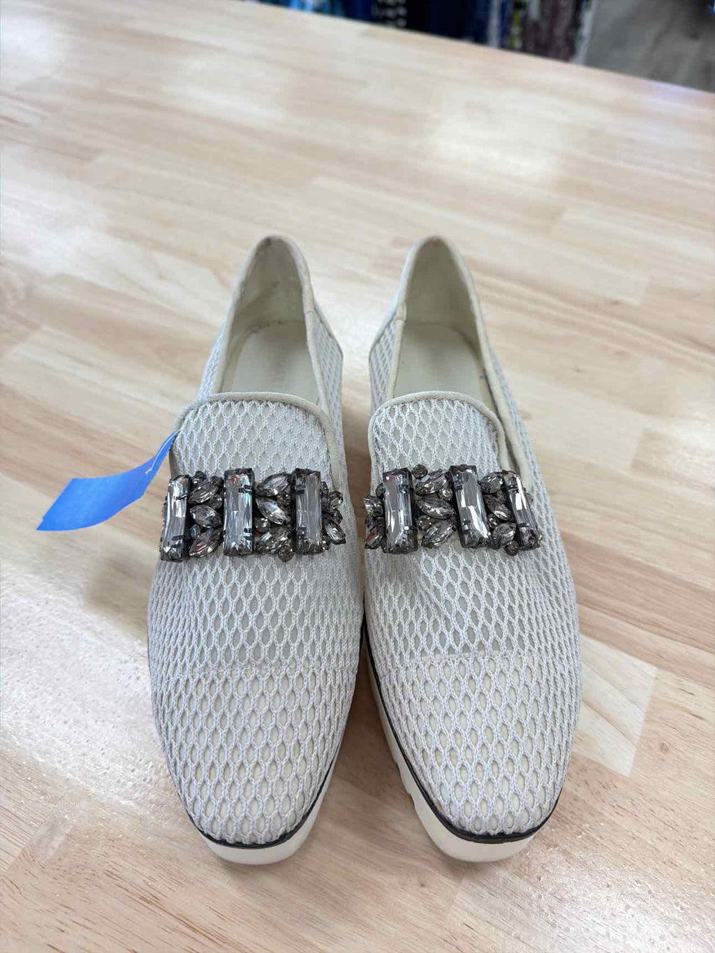 Karl Lagerfeld Size 7 Beige Mesh Leather Preloved Sandals