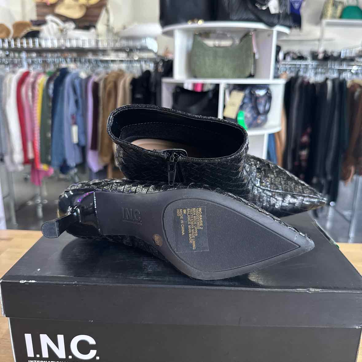 I.N.C. International Concepts Womens Raisie Dress Booties Black Woven 8M