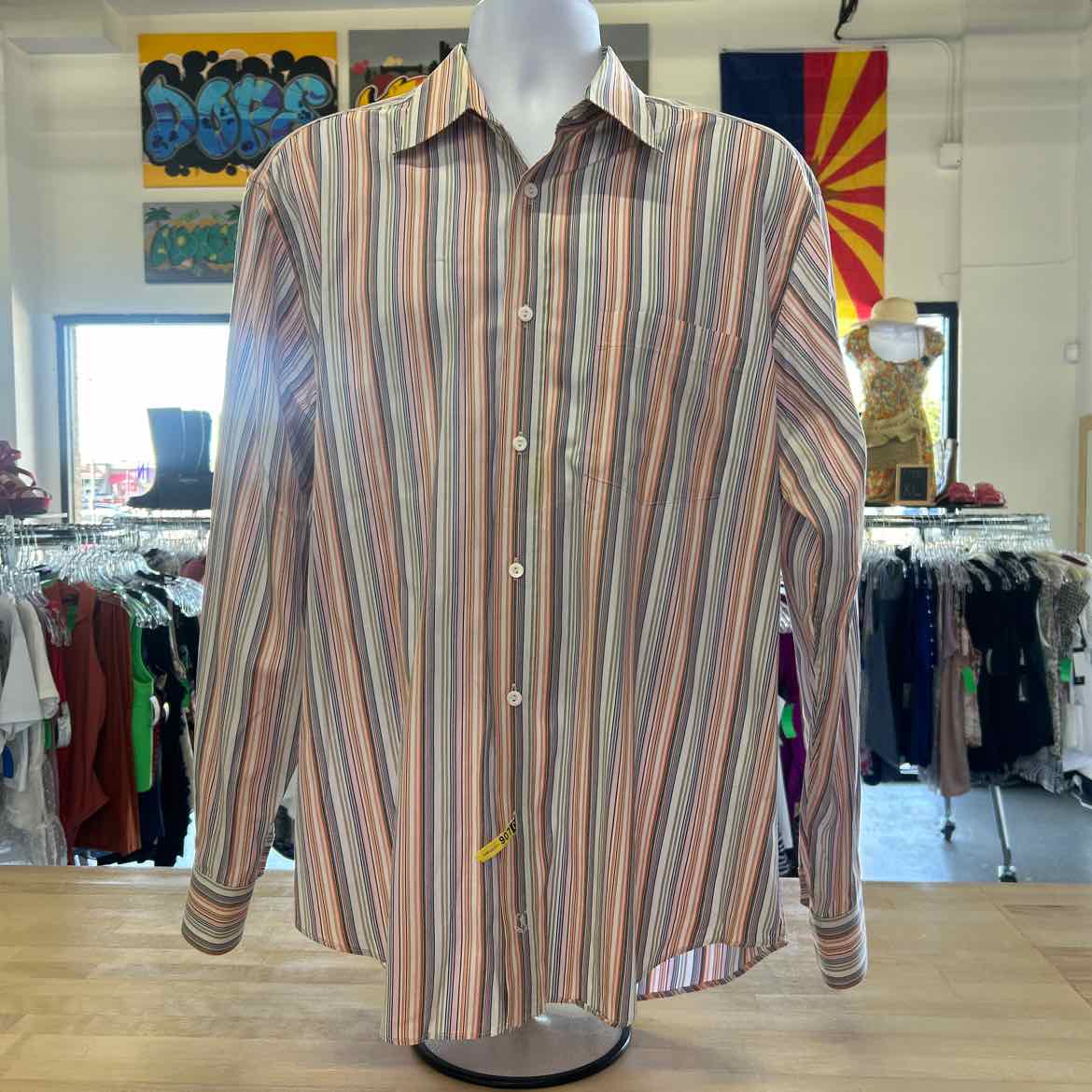 Bugatchi Size XL Pink Preloved MENS Button Down Shirt