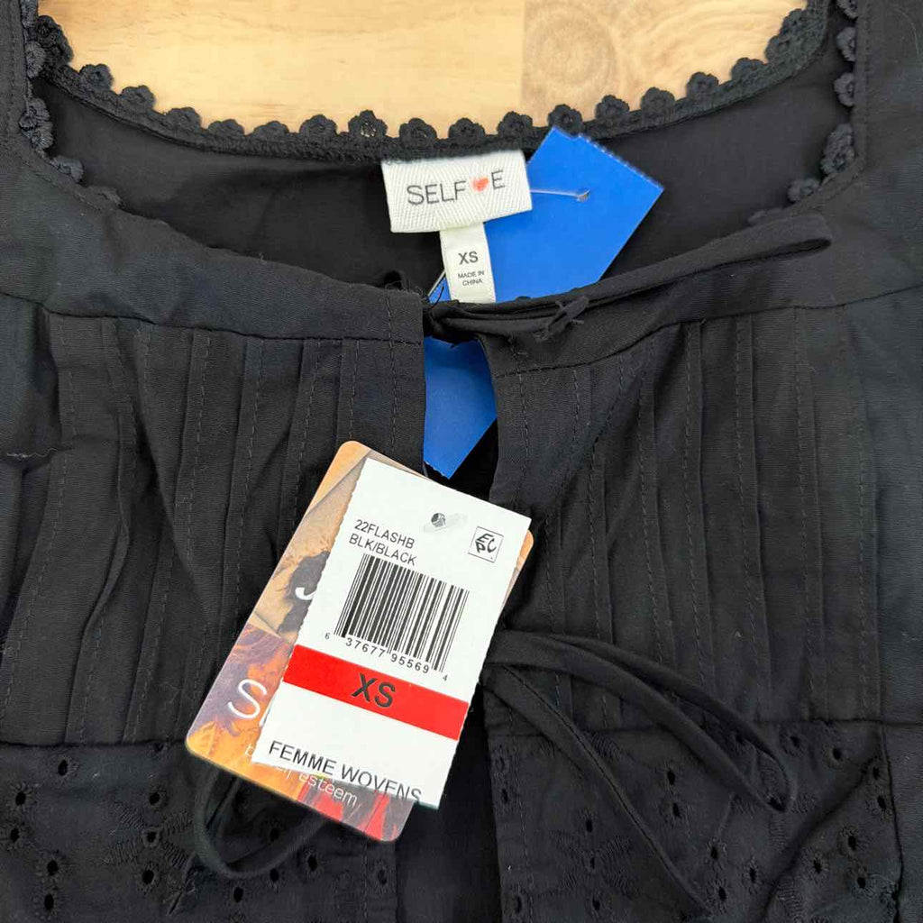 Self E Size XS Tie-Front Eyelet Top