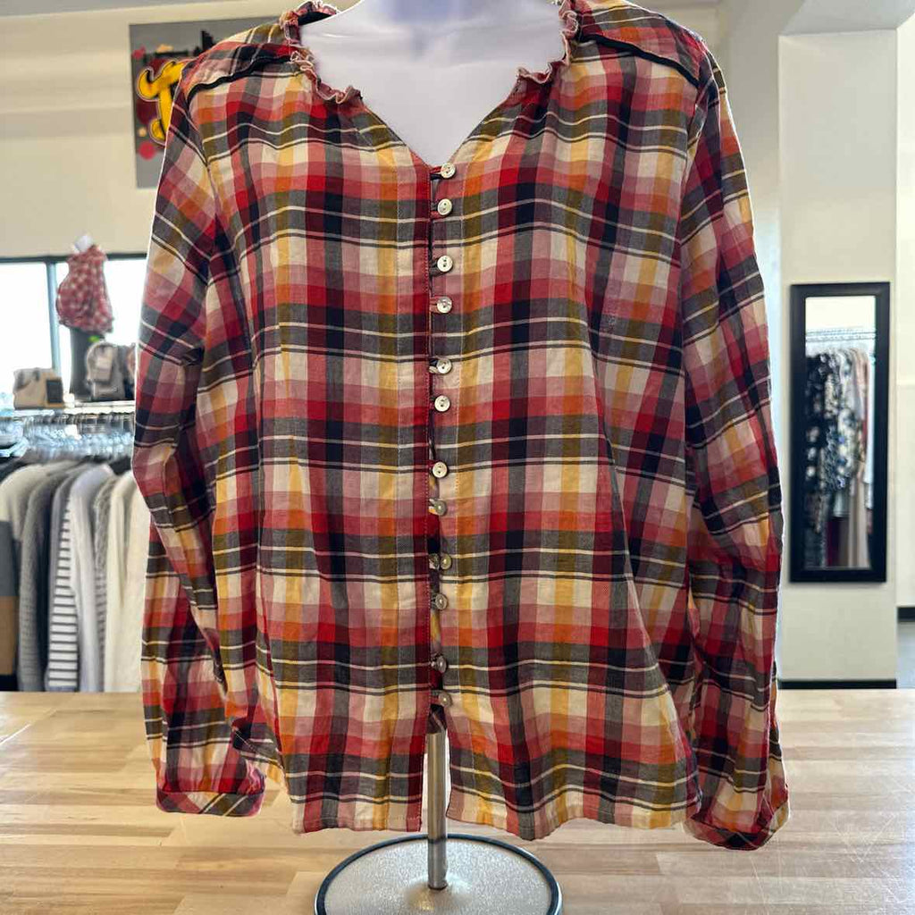 Aventura Size L Multi - Fall Button Down Shirt