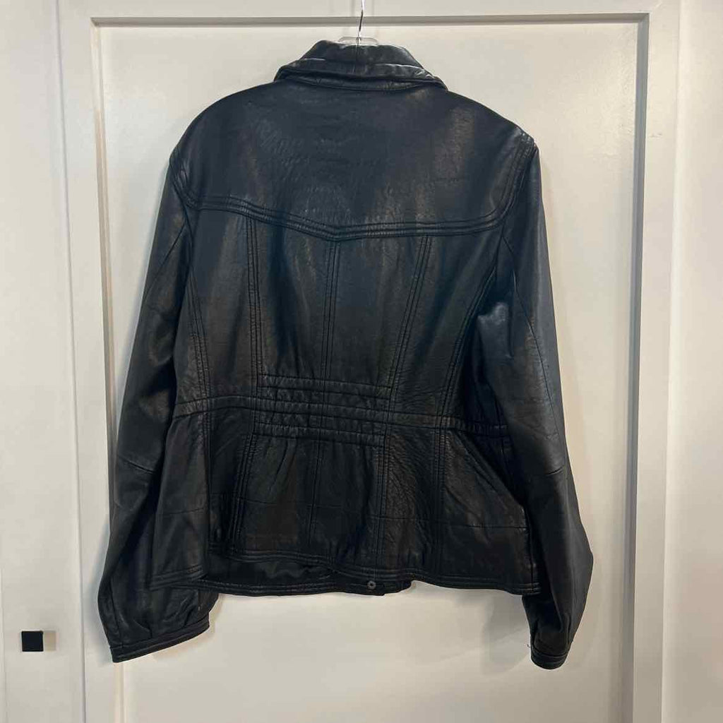 ANA Size XL Black Leather Preloved Jacket