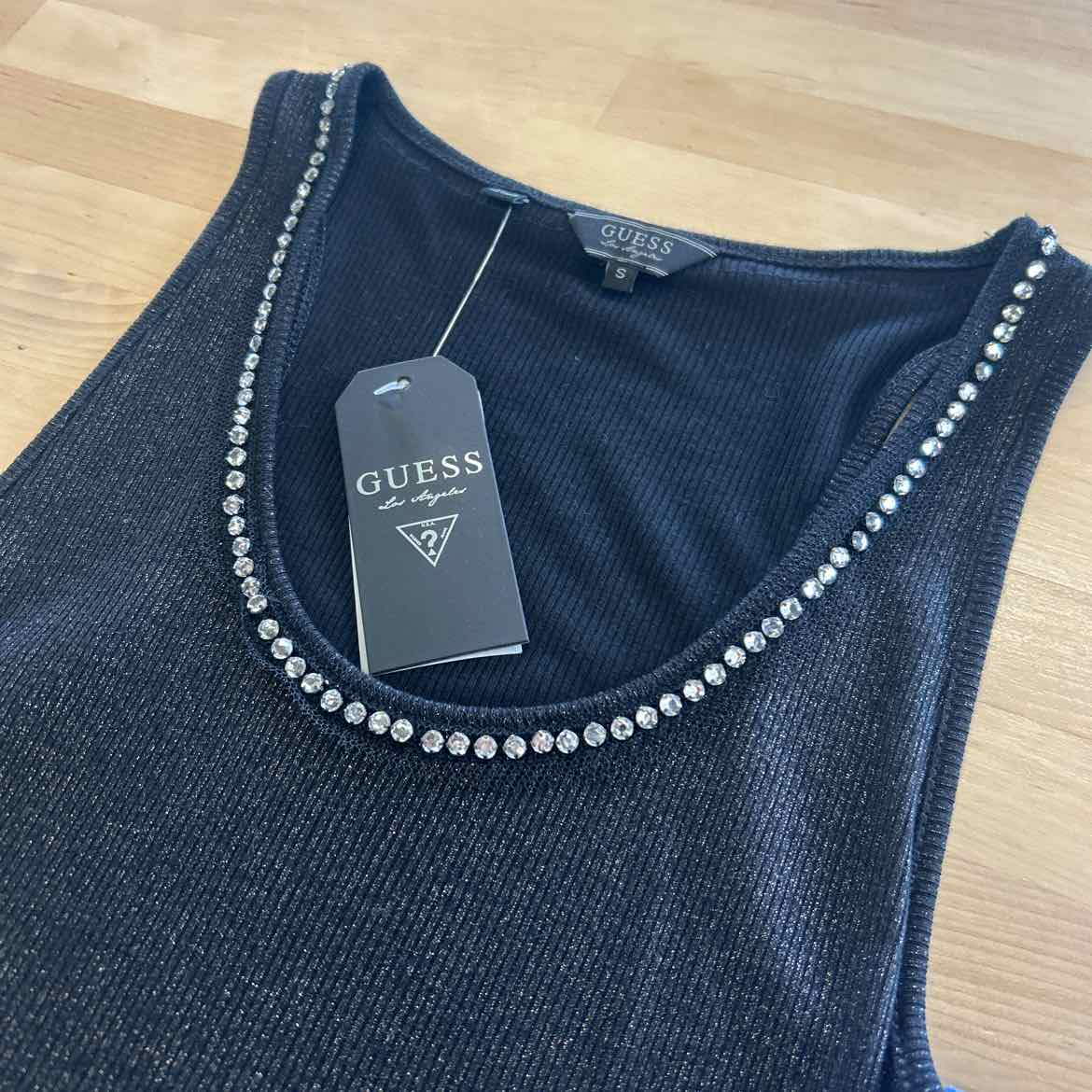 Guess Size S Black Rhinestone Tank