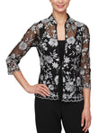 Alex Evenings Women's 2-Pc. Embroidered Twinset - Black Silver
