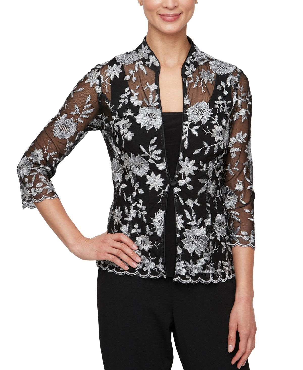 Alex Evenings Size S Black/White Mesh New Jacket