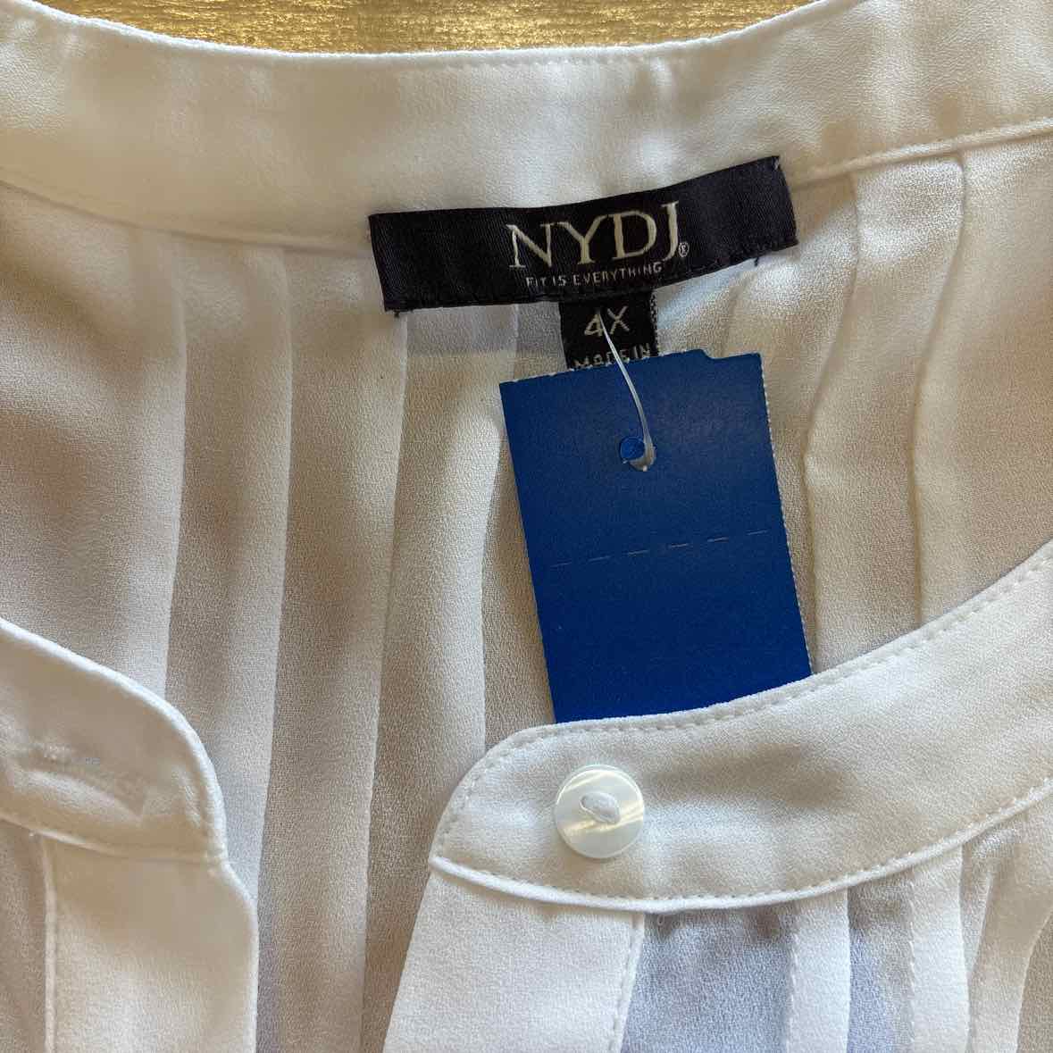 NYDJ Size 4X White Short Sleeve Buttin Down Blouse
