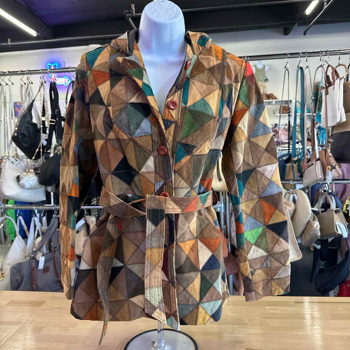 Size M Multi-Color Leather Jacket