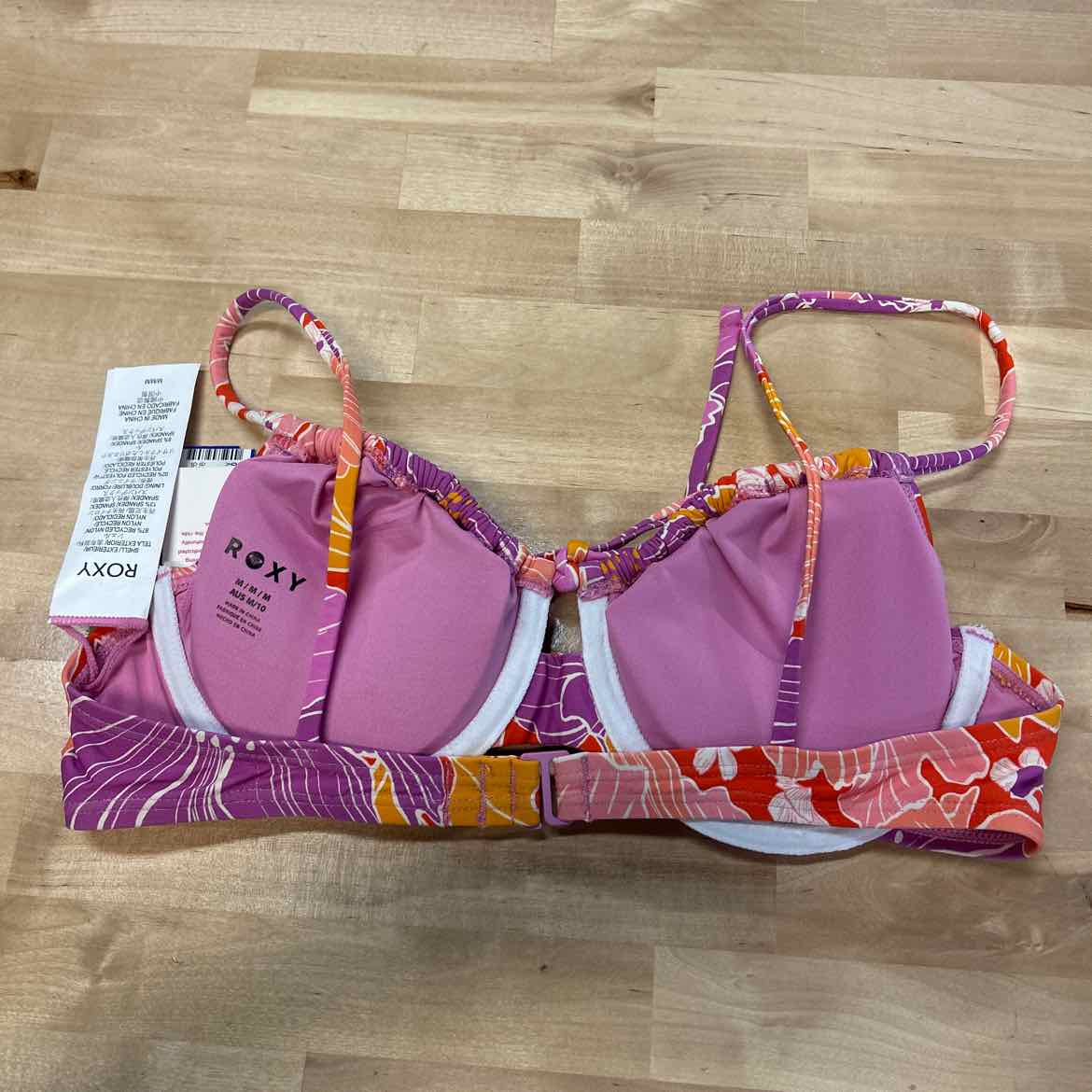 Women's Roxy Ruched Swim Bikini Top Juniors Medium Multi