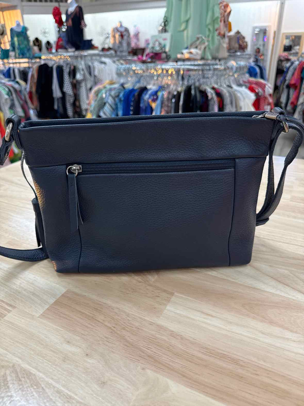 SAK Navy Melrose Leather Crossbody Preloved Handbag