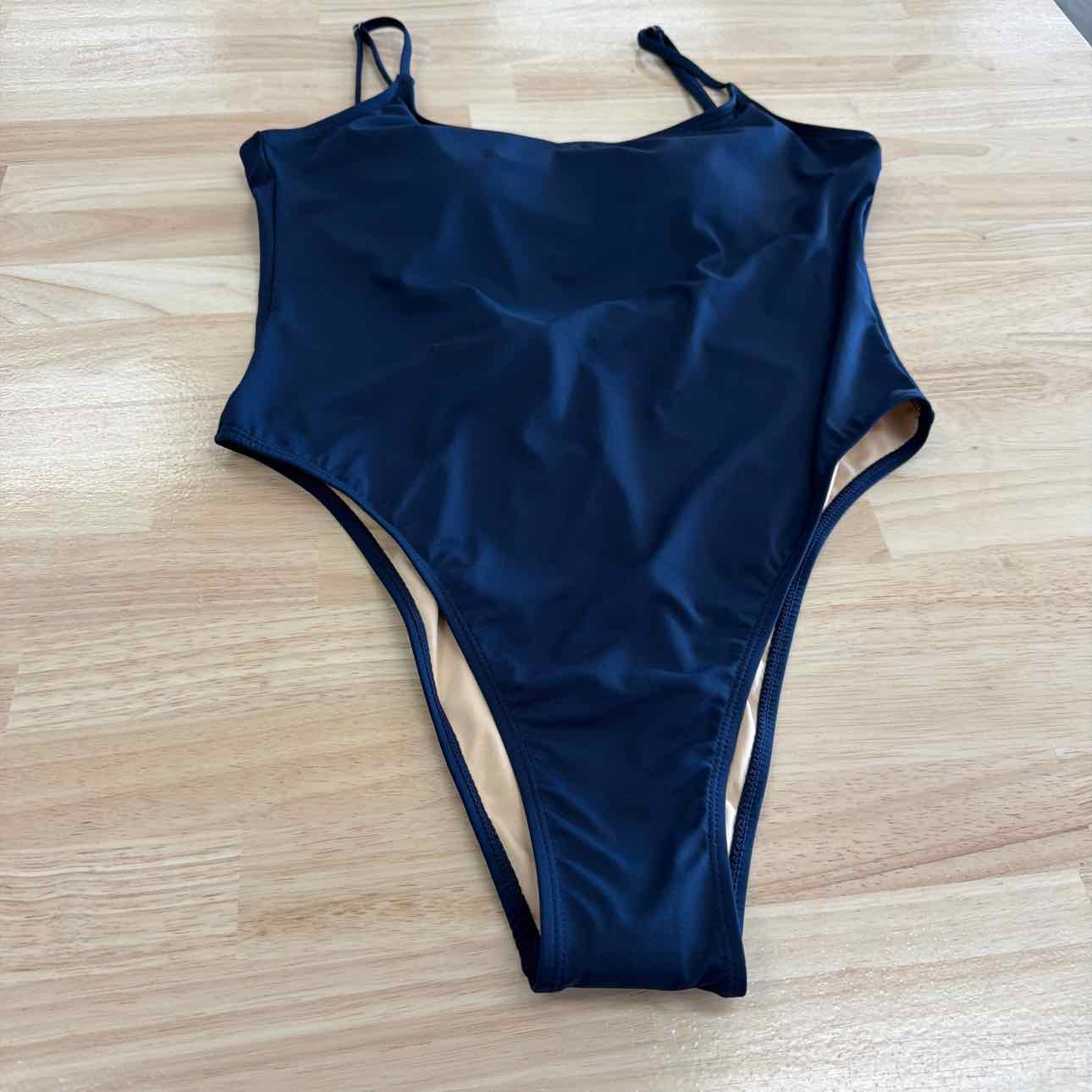 Cotton on Women's Thin-Strap Scoop-Back Cheeky One-Piece Swimsuit - Midnight Blu