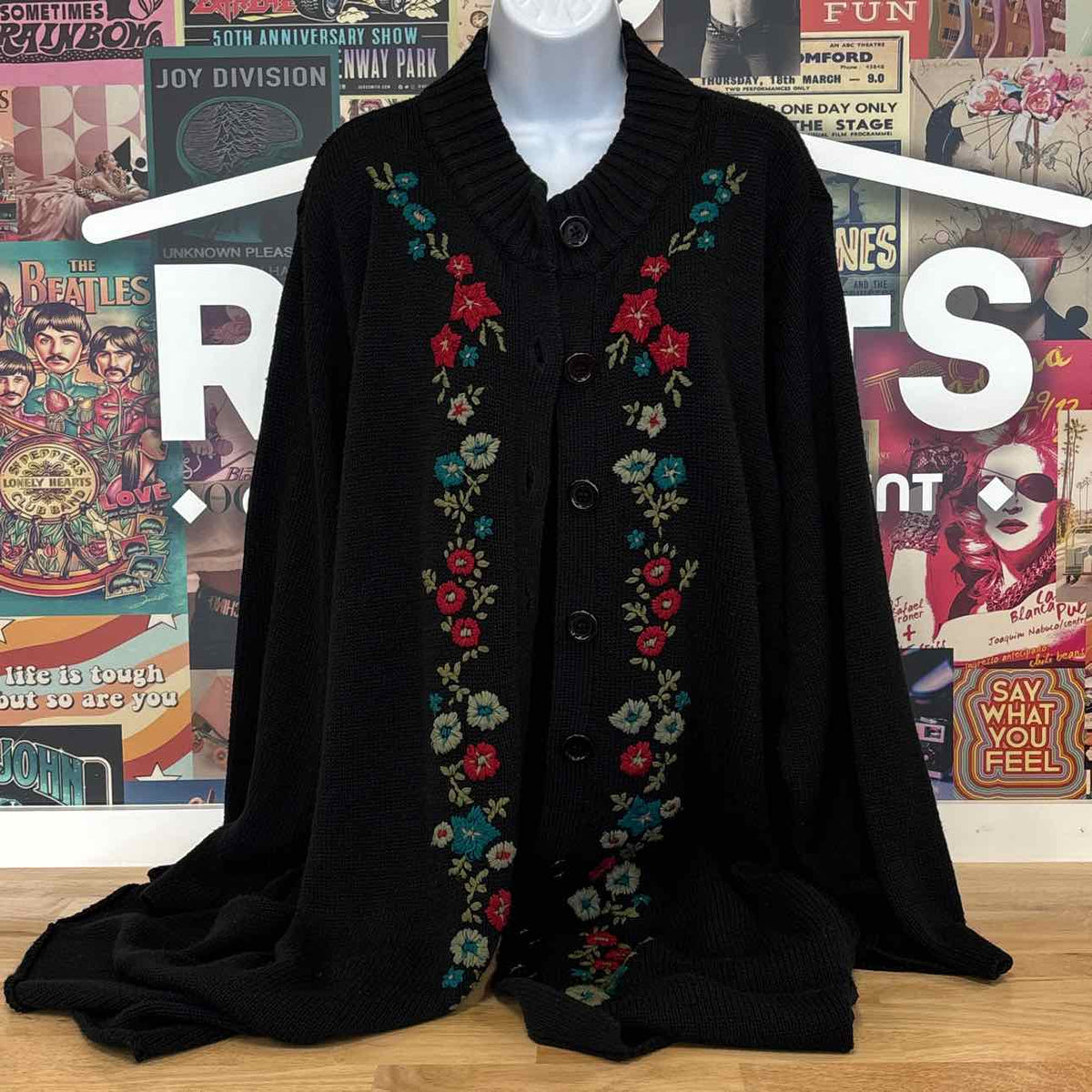 mainstreet blues Size 4X Black Vintage Cardigan