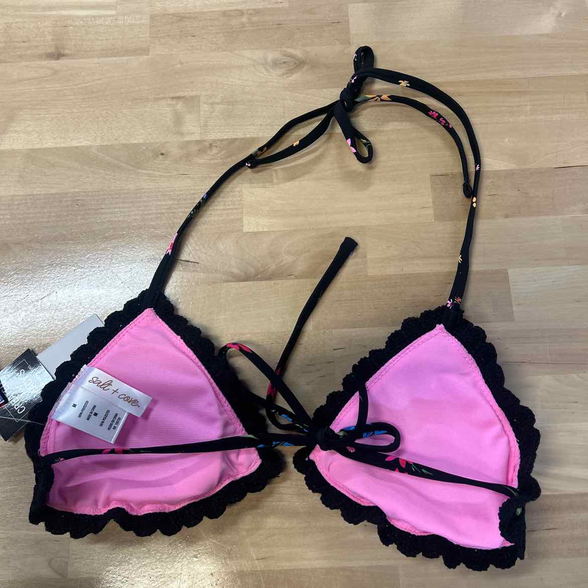 Salt + Cove Size M Crochet Halter Triangle Bikini