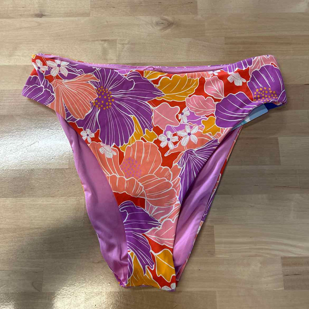 Roxy Size L Bell Bottom Blooms High Waist Bikini Bottoms
