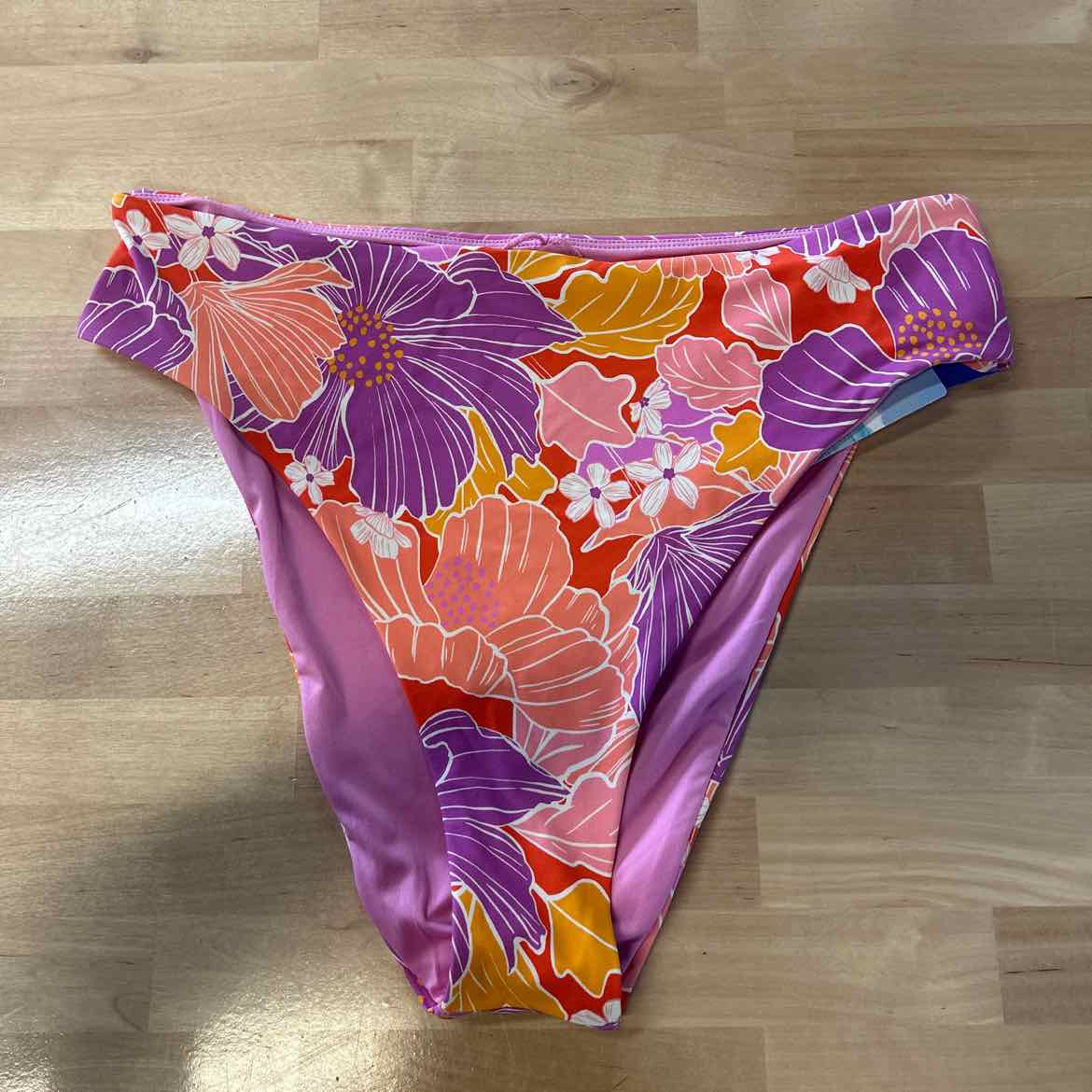 Roxy Size L Bell Bottom Blooms High Waist Bikini Bottoms