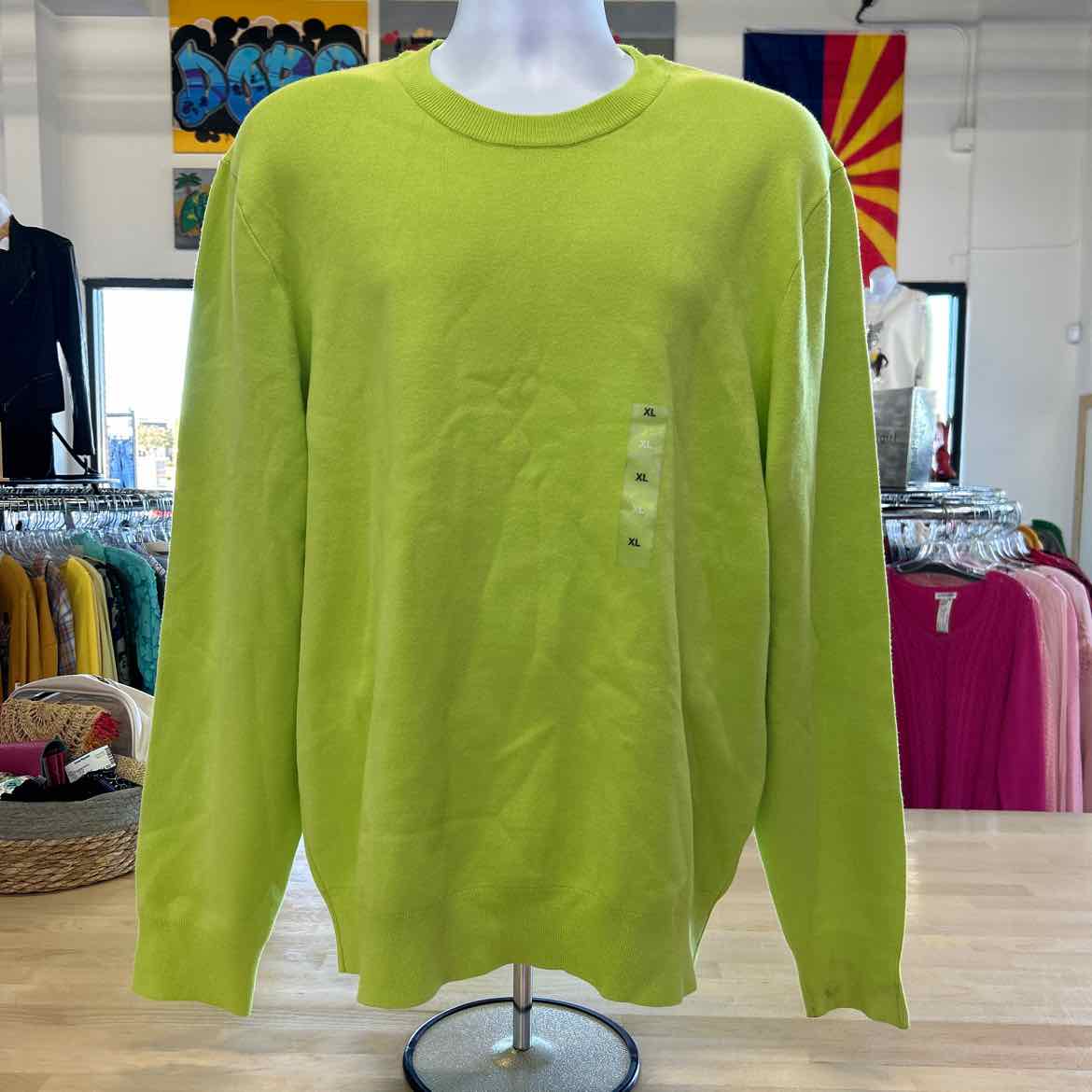 Mode of One Men's Regular-Fit Crewneck Sweater, Created for Macy's - Acid Green