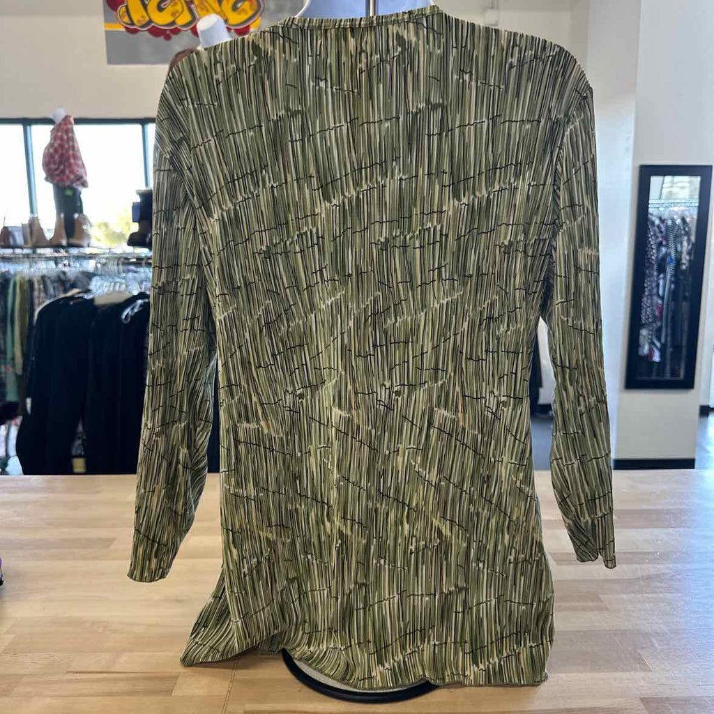 Dressbarn Size L White & Green Blouse