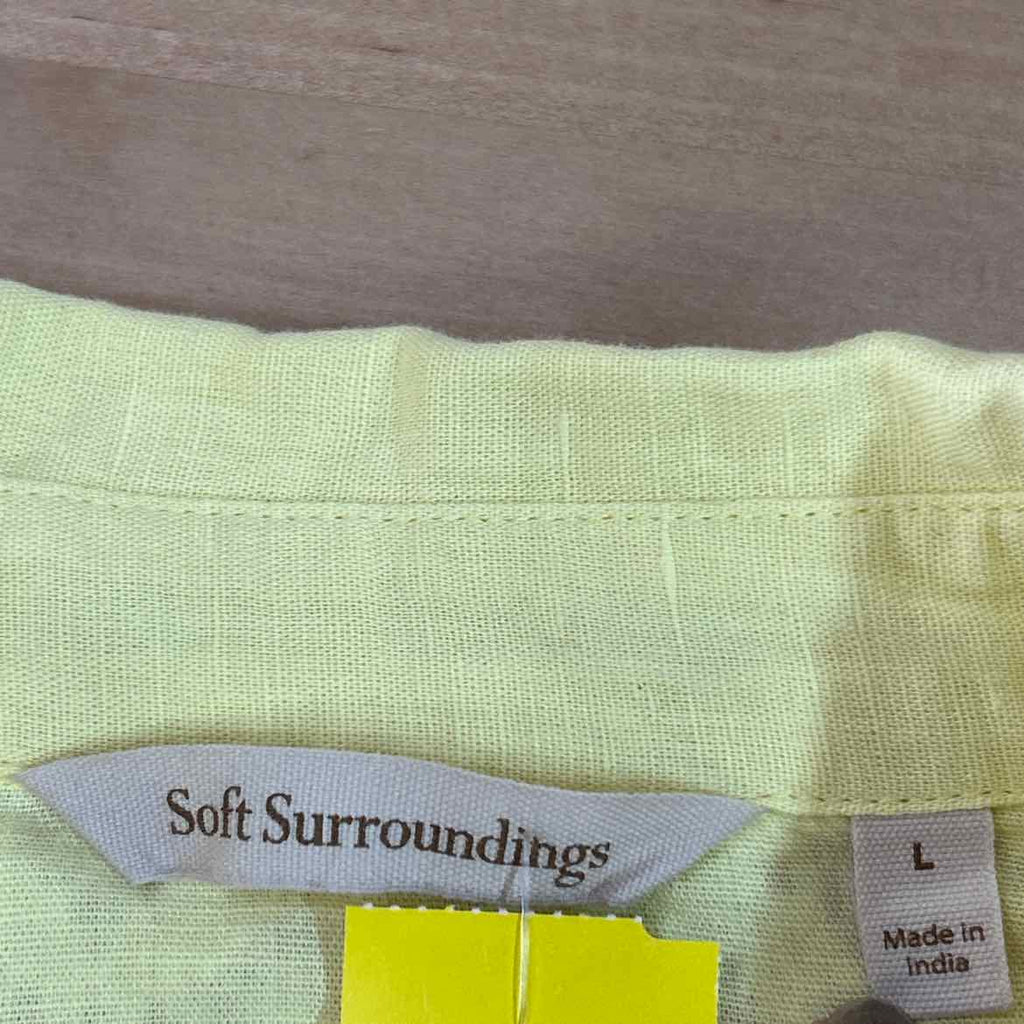 Soft Surroundings Size L Yellow Preloved Button Down LS