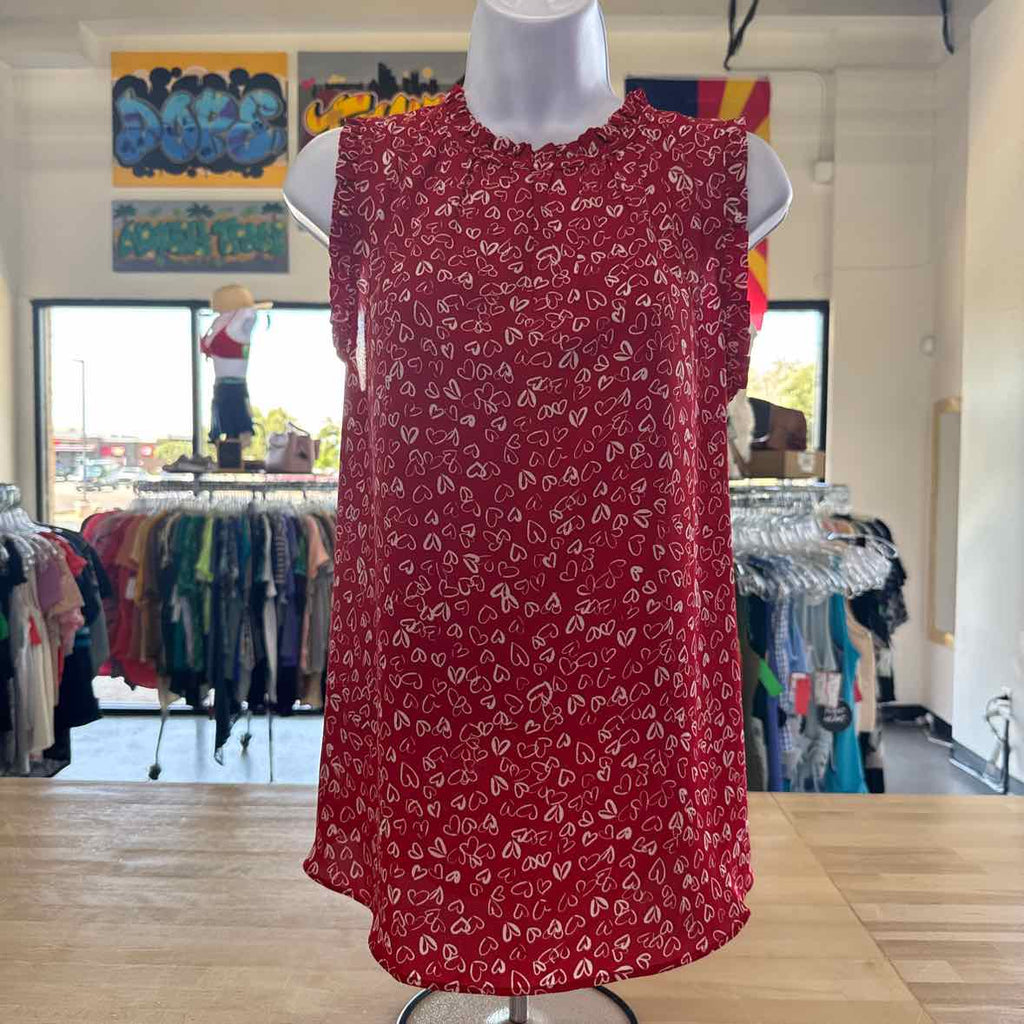 Loft Size S Red White Preloved Sleeveless