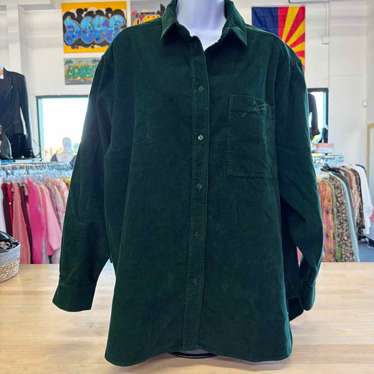 LACOSTE USA Women's Corduroy Button Up Top