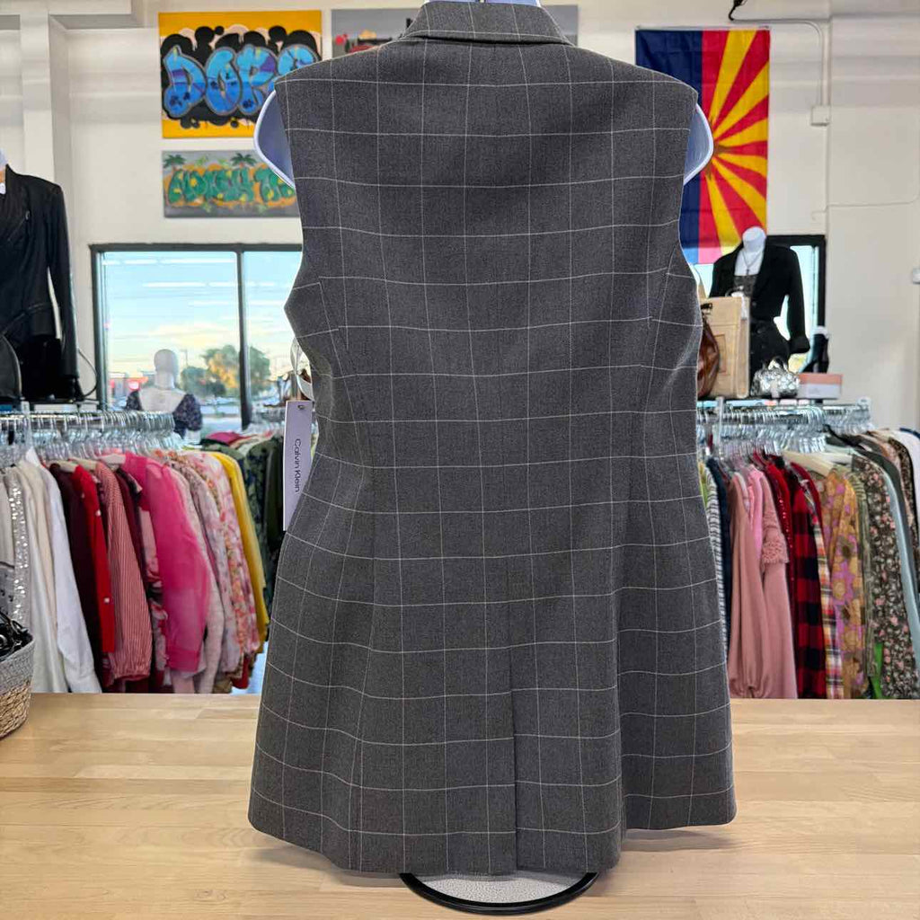 Calvin Klein Womens Sleeveless Blazer Short Gray
