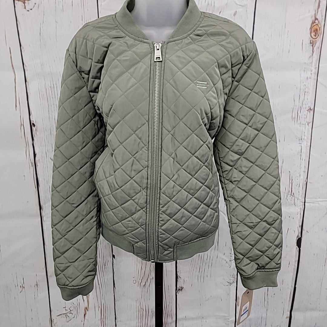 Levi's Size L Diamond Quilted Casual Bomber Jacket - Sea Green NWT