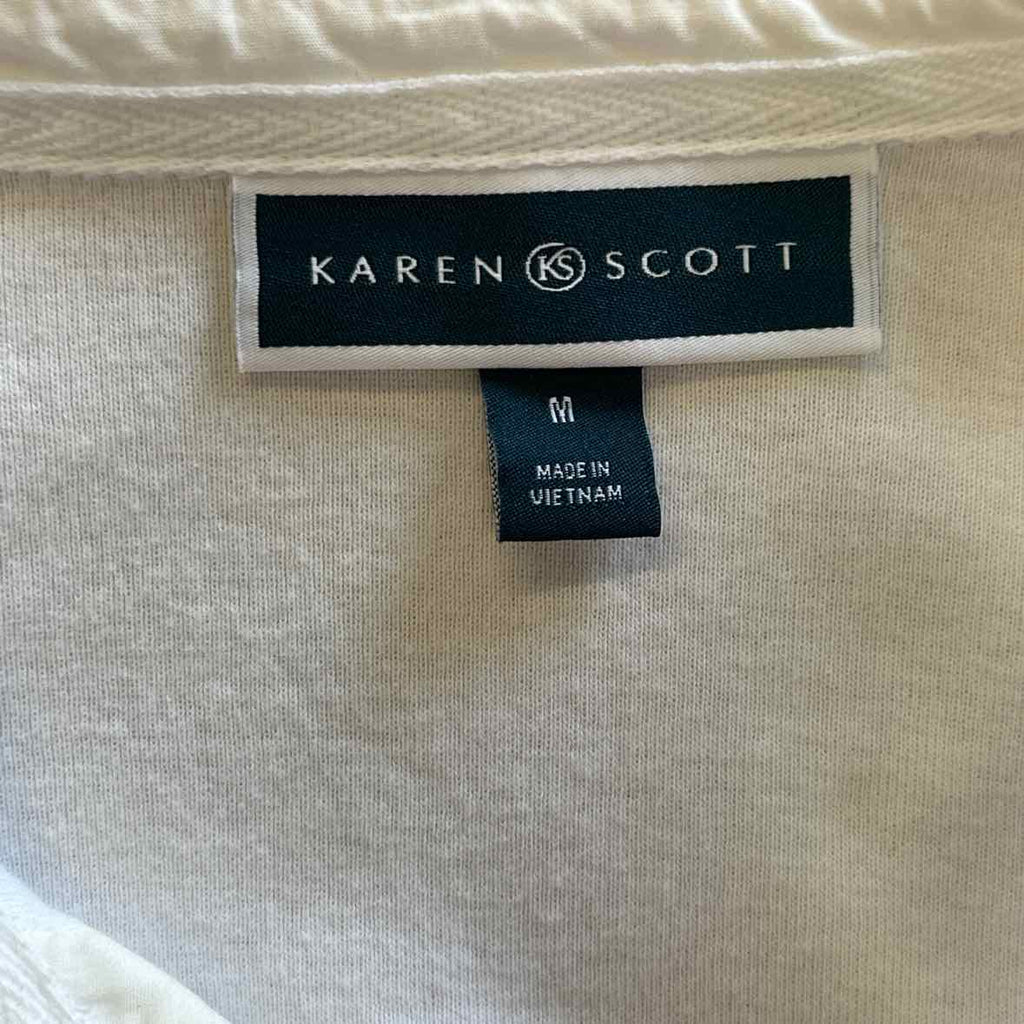 Karen Scott Size M White Cotton Polo