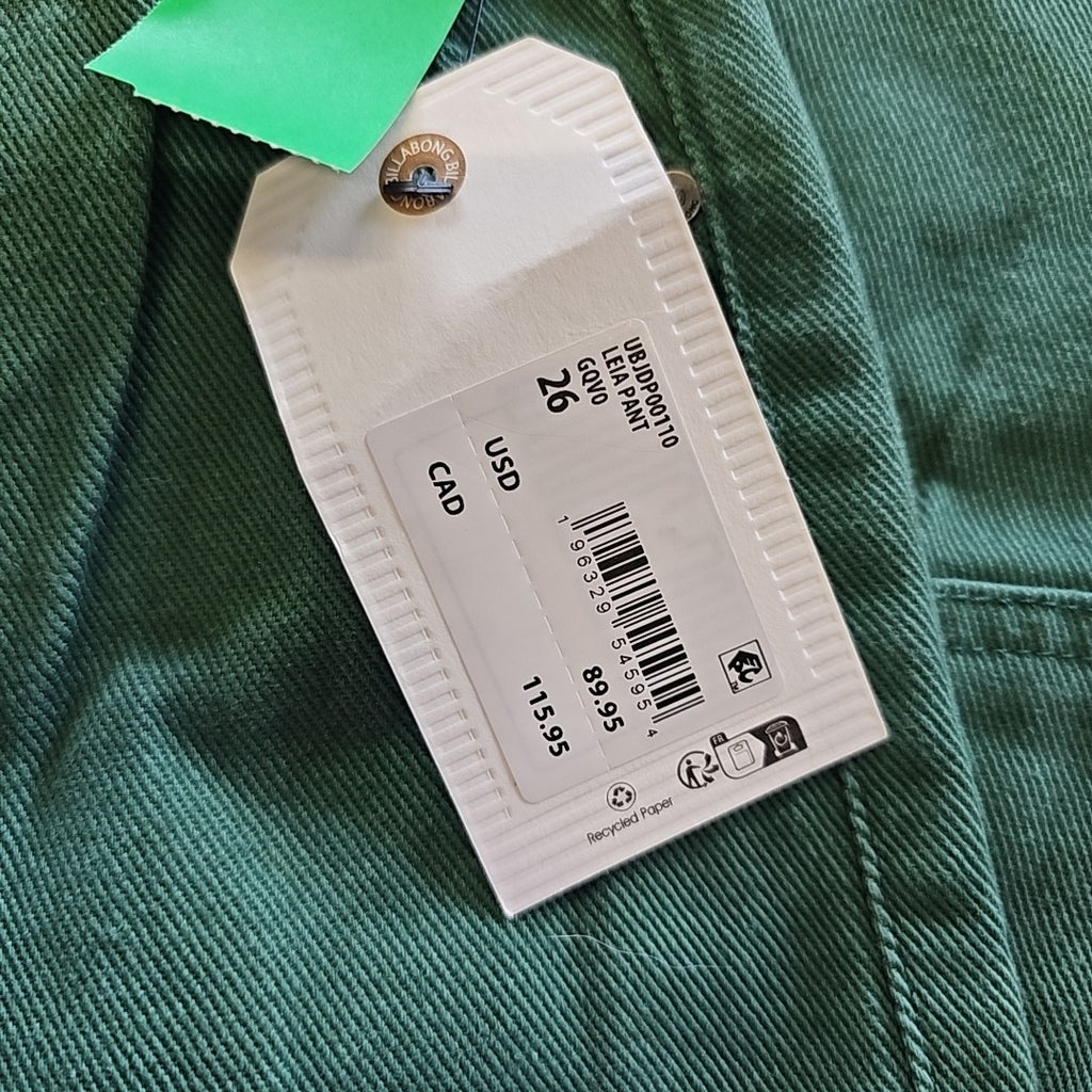 billabong Size 26 Green New Jeans