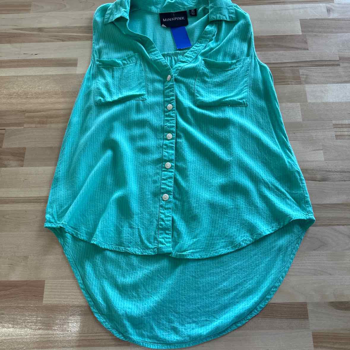 MinkPink Size XS Teal Button Down Shirt