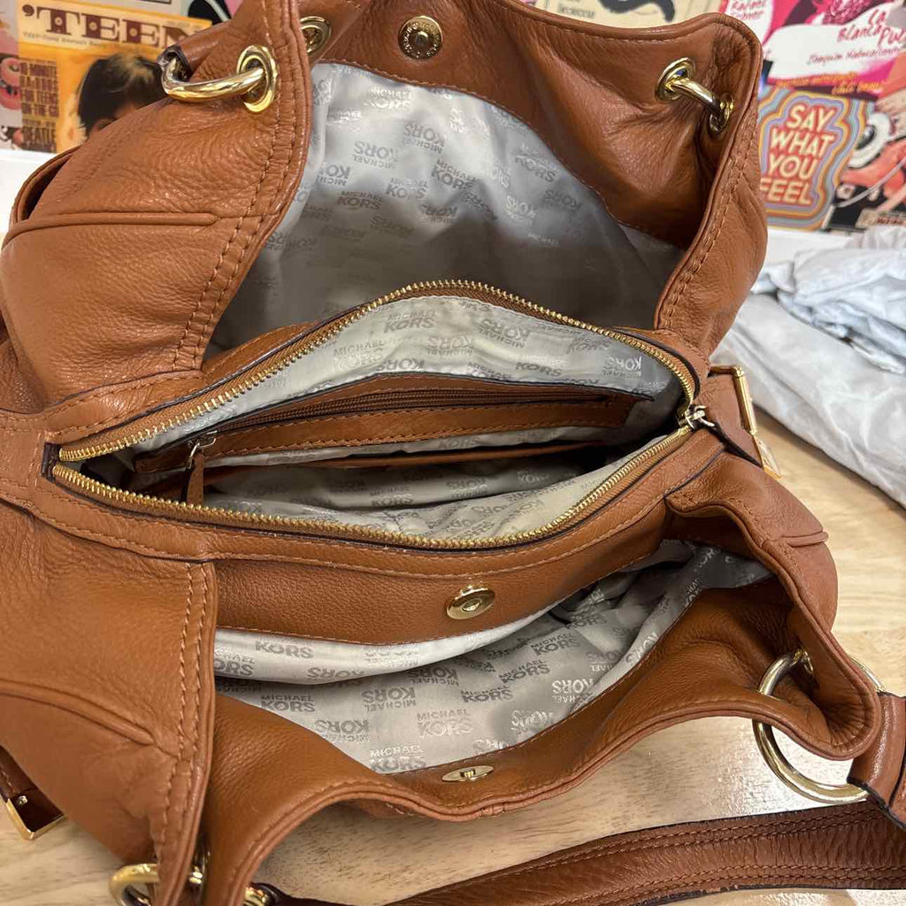 Michael Kors Brown Pebbled Leather Preloved Handbag