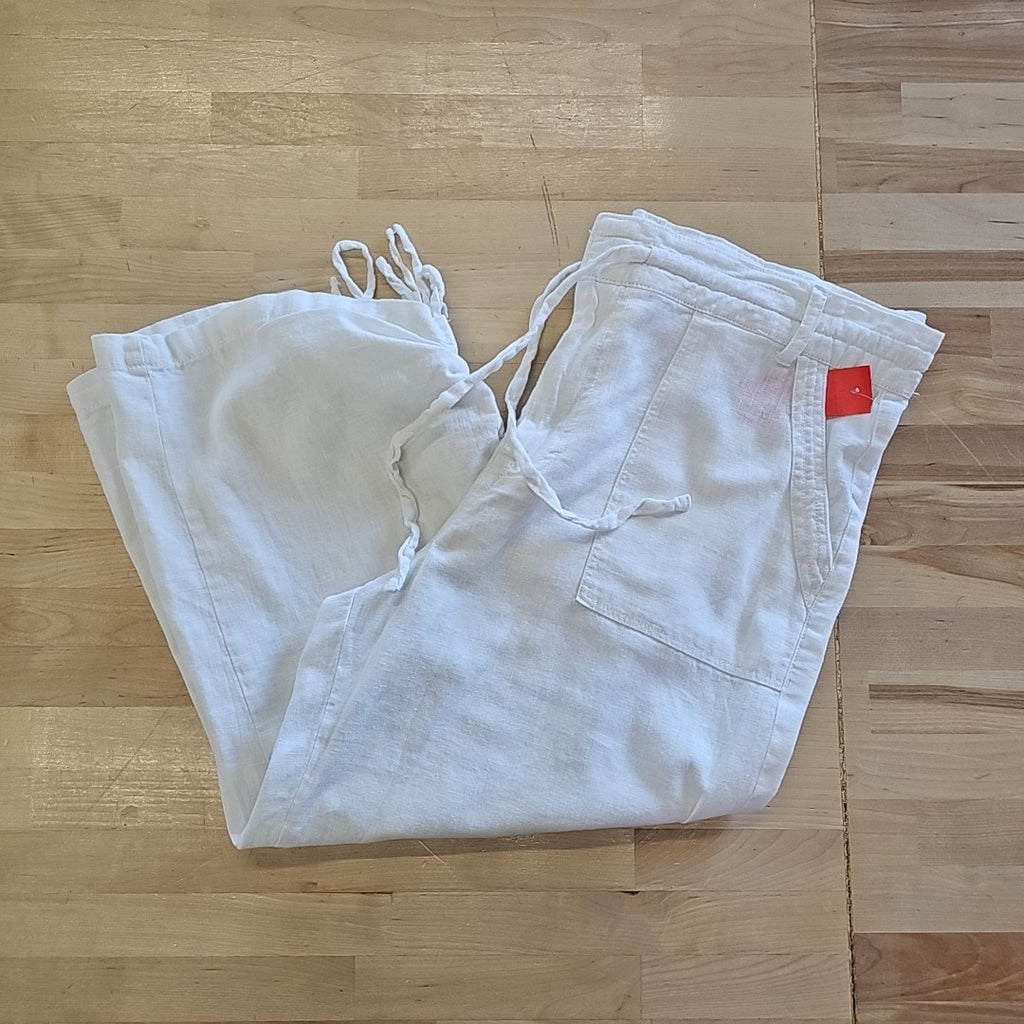 Kensie Size 10 White Linen Rayon Preloved Pants