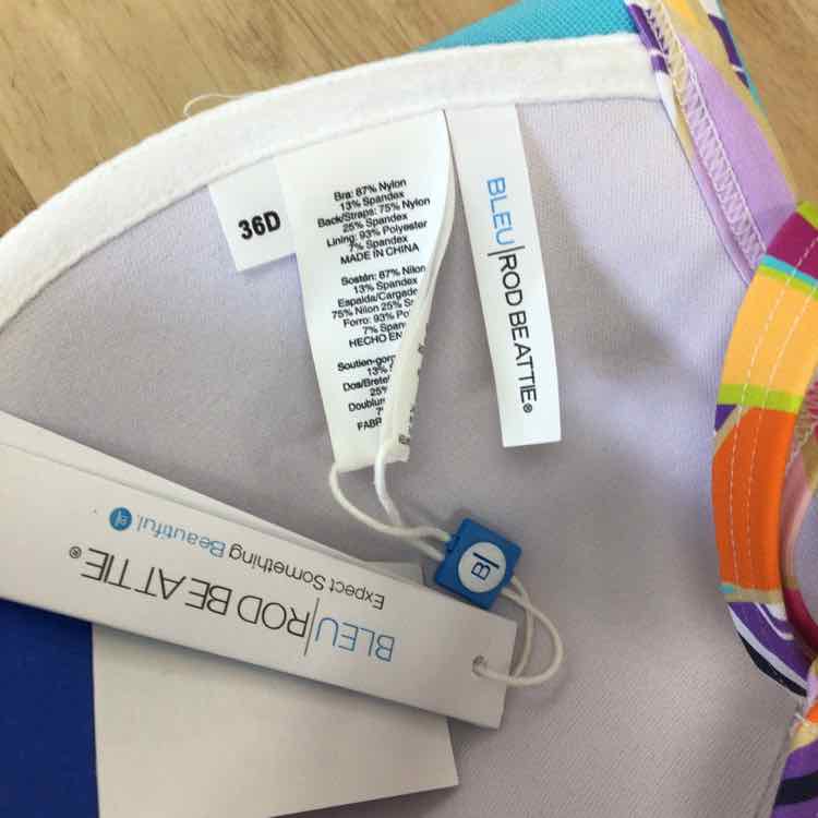 Bleu Size 36D Living Color Over-the-Shoulder Molded-Cup Bikini Top