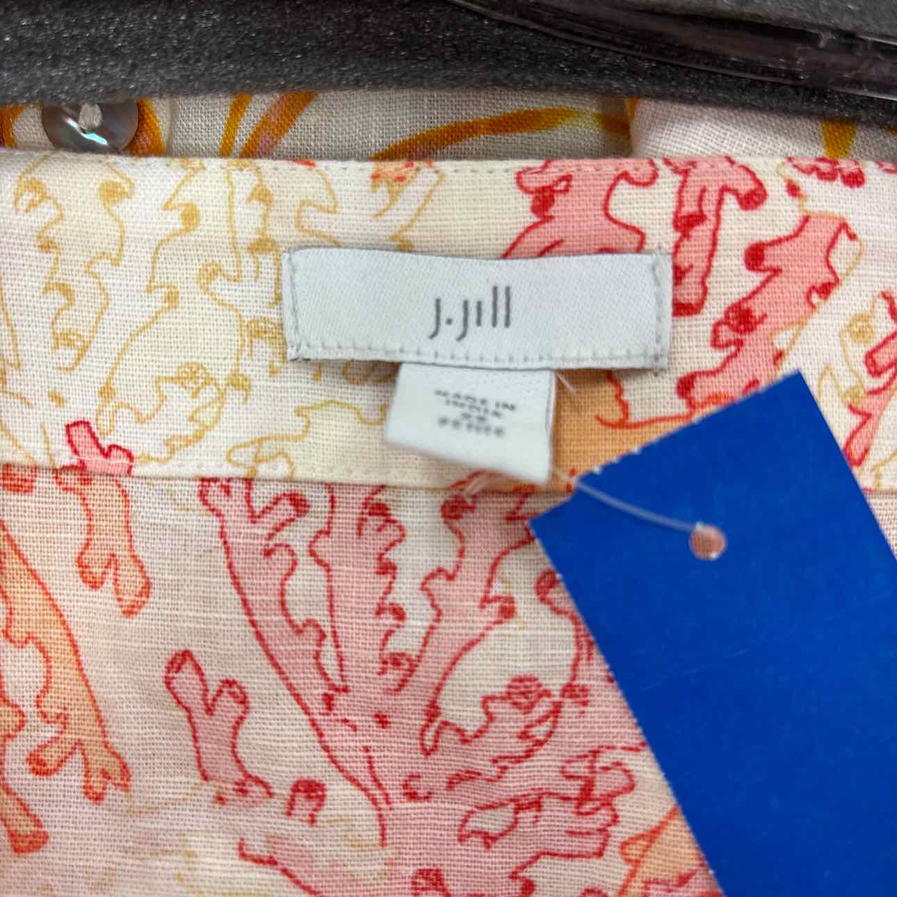J Jill Size XSP Orange & White Blouse LS