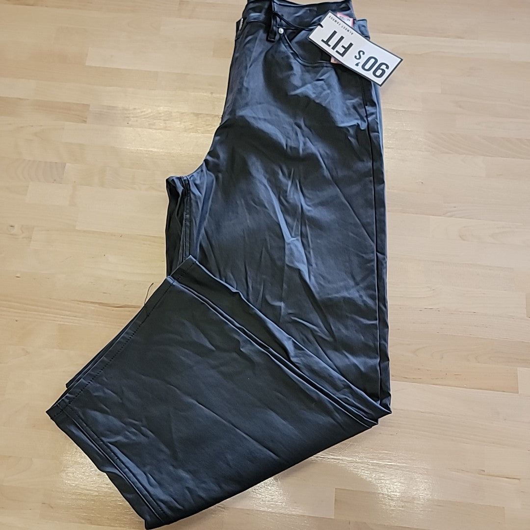 Almost Famous Size 15 Black 90's Fit Wide leg Faux Leather Jeans NWT