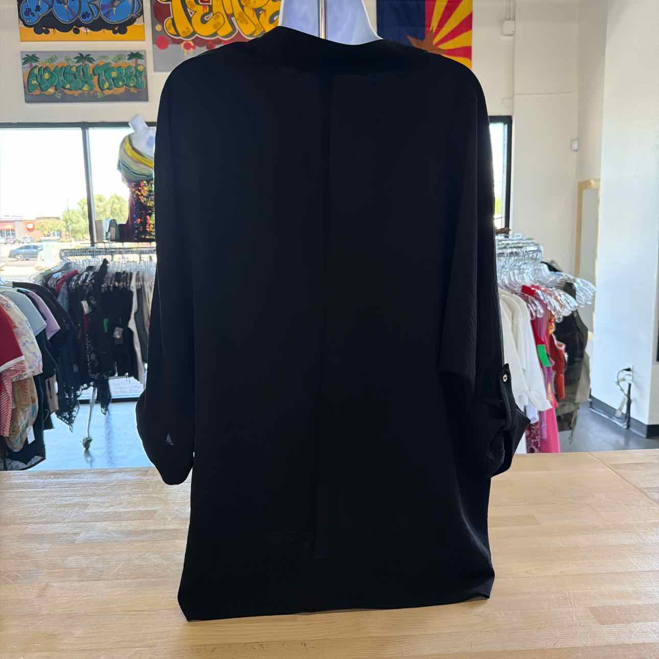 Calvin Klein Size L Black Preloved Blouse LS