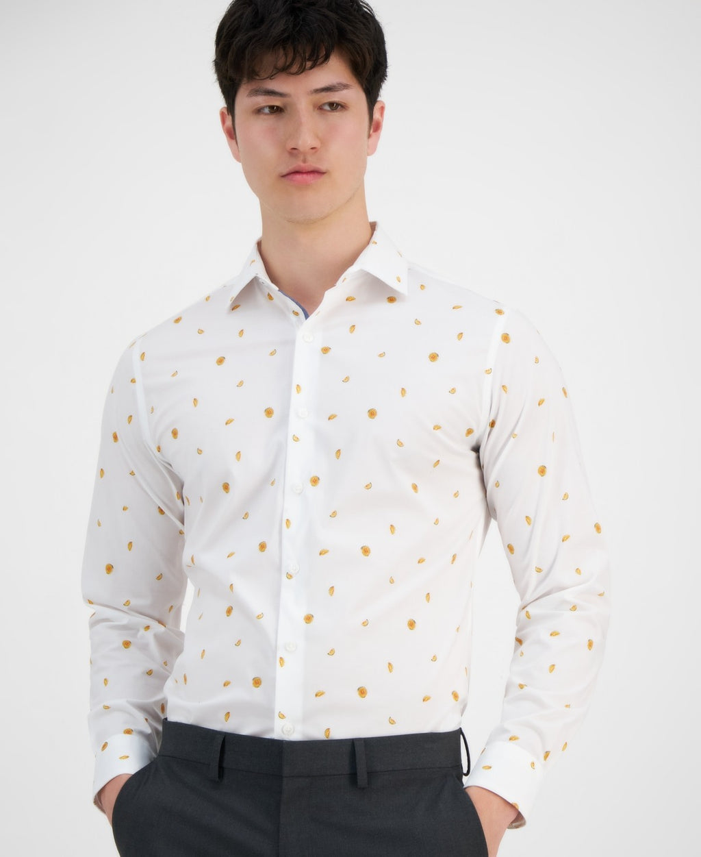 Bar Iii Mens Melon-Print Button Down Dress Shirt