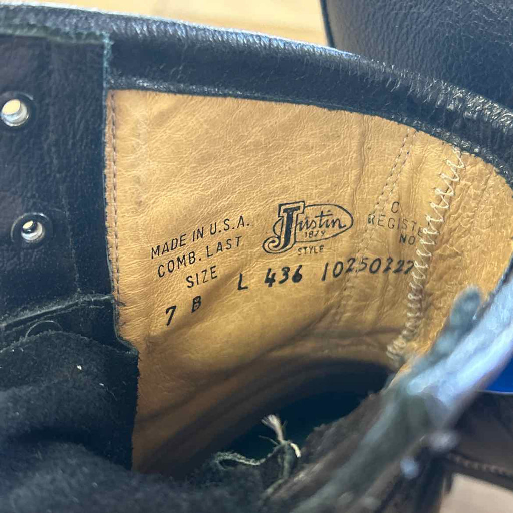 Justin Size 7 Black New Boots