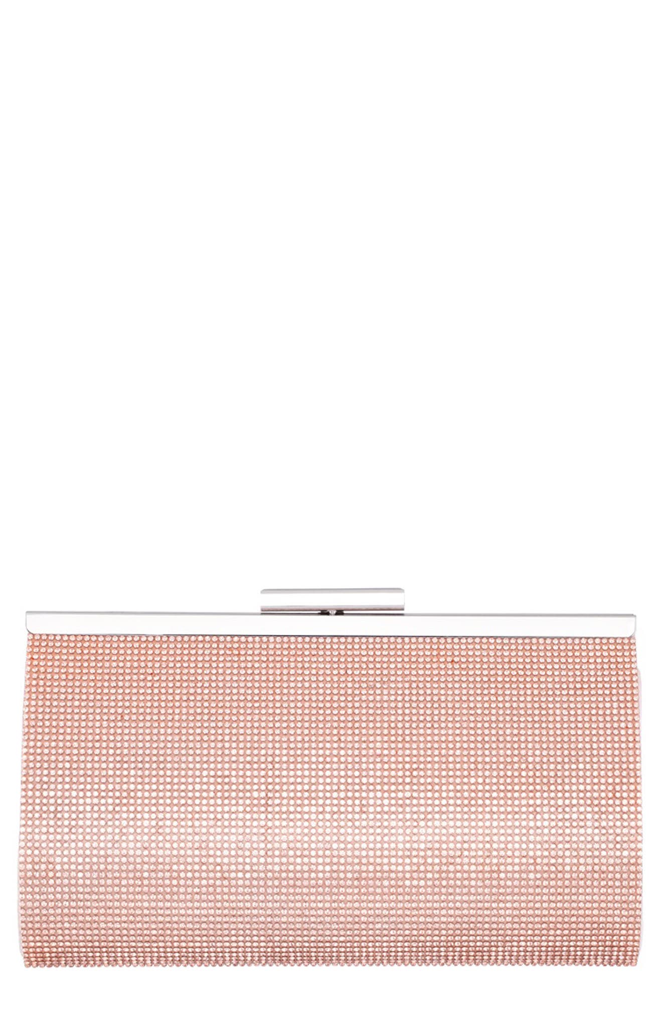 Nina Womens Crystal Frame Clutch Rose Gold