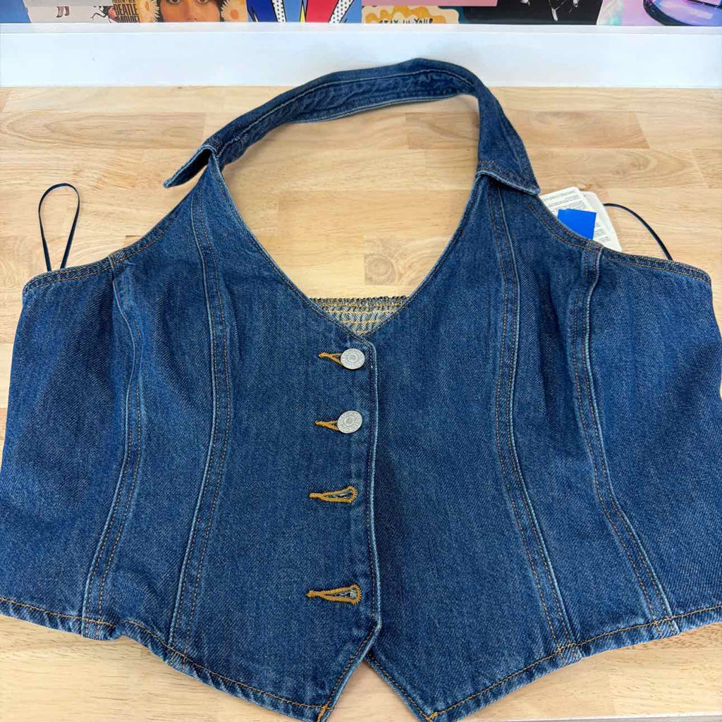Levi's Size XXL Levi's Women's Bria Cotton Denim Corset Cropped Top - Cornerback