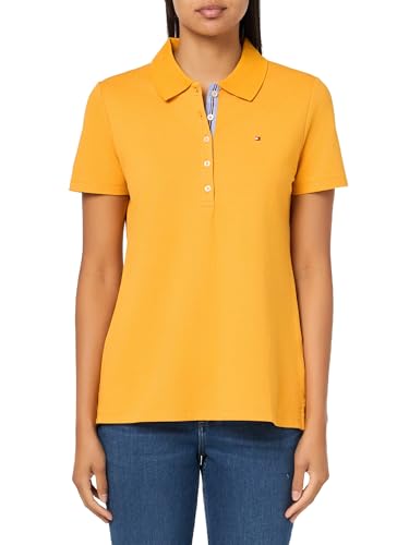 Tommy Hilfiger Womens Short Sleeve Solid Cotton Pique Sportswear Top, Sunflower,