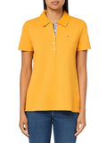 Tommy Hilfiger Womens Short Sleeve Solid Cotton Pique Sportswear Top, Sunflower,